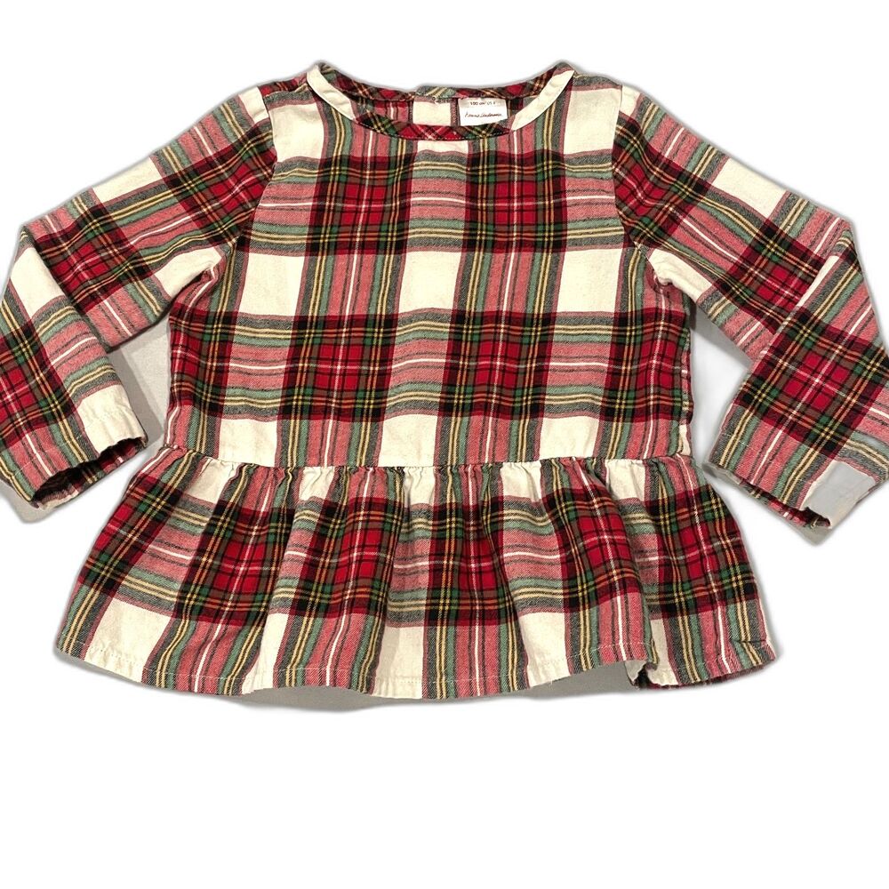 ~ Hanna Andersson 4 Plaid Flannel Top Long Sleeves Soft Red Green Black Shirt